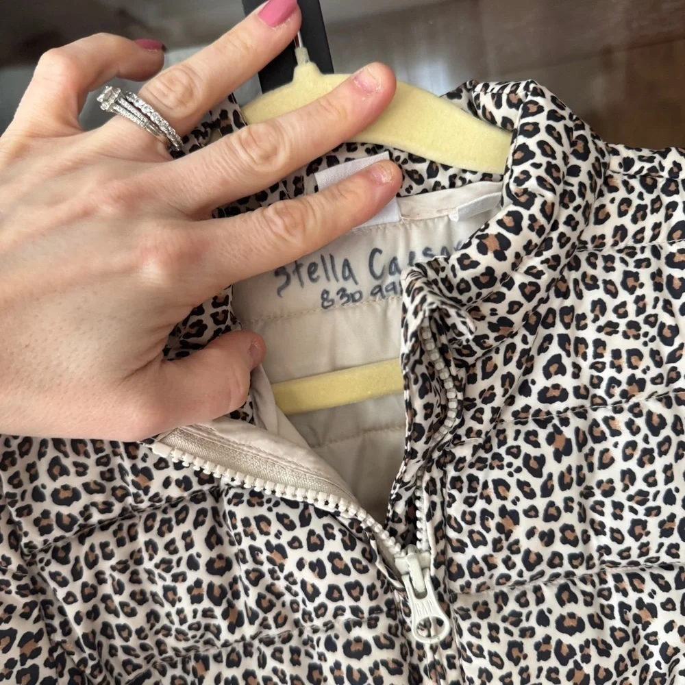 GAP Kids puffer jacket coat toddler girl leopard animal print cinched zipper up